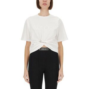 VERSACE Medusa Safety Pin Detail T-Shirt Women WHITE T-Shirts & Tops